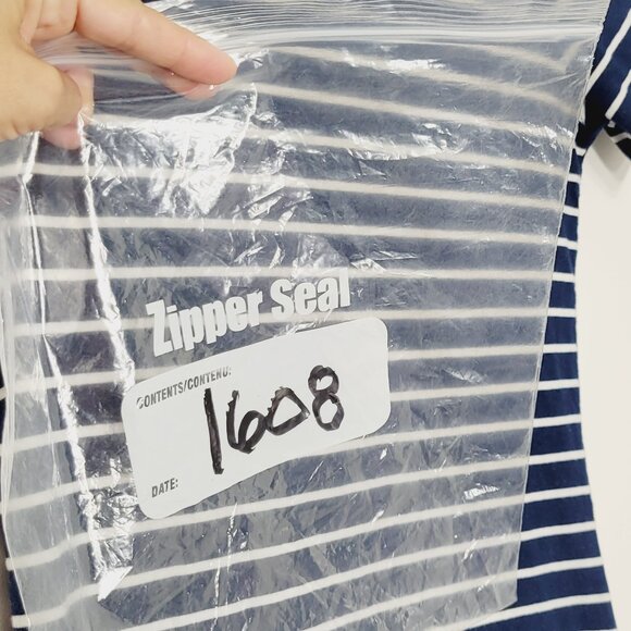 Oceana Blue White Striped Short Sleeve  T-Shirt Cotton Blend Jersey Dress Sz XS - Picture 10 of 10